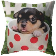 Load image into Gallery viewer, Cute Puppy Pillow,Adorable Puppy In a Cup Photo Pillow, Dog Lovers Pillow, Dog Lovers Gifts