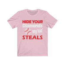 Load image into Gallery viewer, Baseball Dad-Baseball Mom-Baseball Parents T-shirts-Hide Your Diamonds My Kid Steals