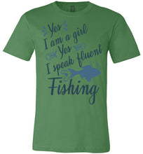 Load image into Gallery viewer, Women&#39;s Fishing T-shirt-Sportfishing gifts - Yes I am a girl who speaks fluent Fishing