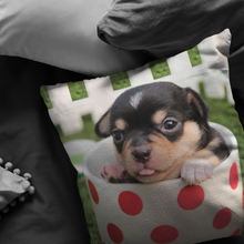 Load image into Gallery viewer, Cute Puppy Pillow,Adorable Puppy In a Cup Photo Pillow, Dog Lovers Pillow, Dog Lovers Gifts