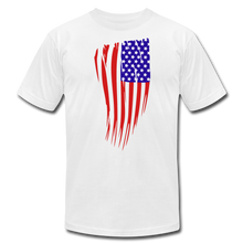 Load image into Gallery viewer, US Flag Unisex Jersey T-Shirt by Bella + Canvas - white