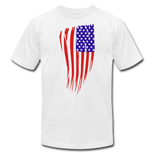 US Flag Unisex Jersey T-Shirt by Bella + Canvas - white