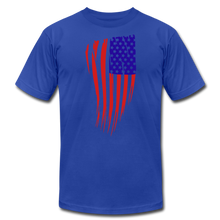 Load image into Gallery viewer, US Flag Unisex Jersey T-Shirt by Bella + Canvas - royal blue