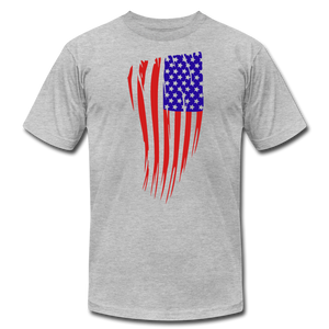 US Flag Unisex Jersey T-Shirt by Bella + Canvas - heather gray