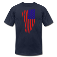 Load image into Gallery viewer, US Flag Unisex Jersey T-Shirt by Bella + Canvas - navy