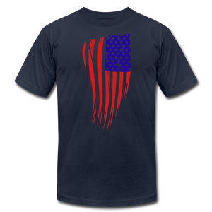 US Flag Unisex Jersey T-Shirt by Bella + Canvas - navy